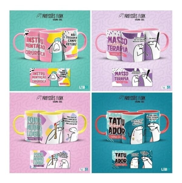 Pack Profissões Artes Caneca Flork Frases Engraçadas V2