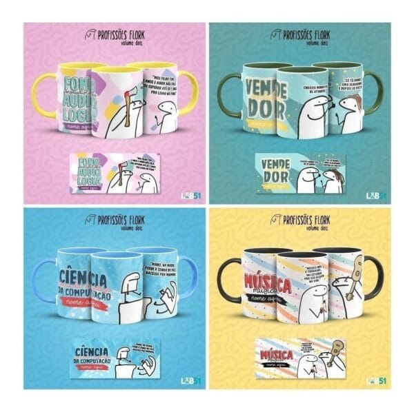 Pack Profissões Artes Caneca Flork Frases Engraçadas V2