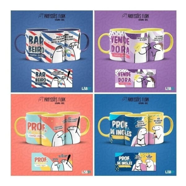 Pack Profissões Artes Caneca Flork Frases Engraçadas V2