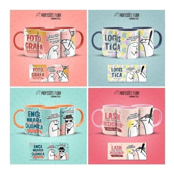 Pack Profissões Artes Caneca Flork Frases Engraçadas V3