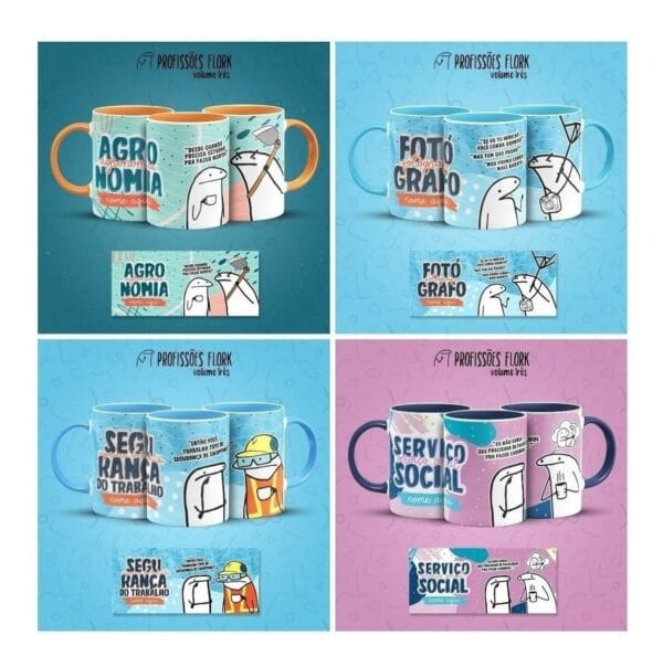 Pack Profissões Artes Caneca Flork Frases Engraçadas V3