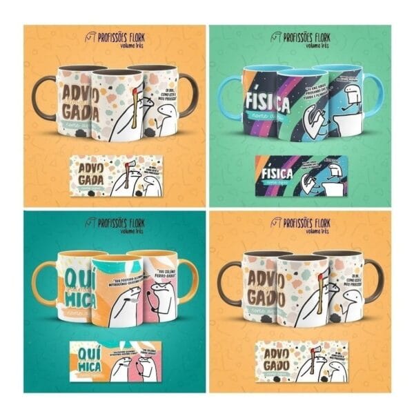 Pack Profissões Artes Caneca Flork Frases Engraçadas V3