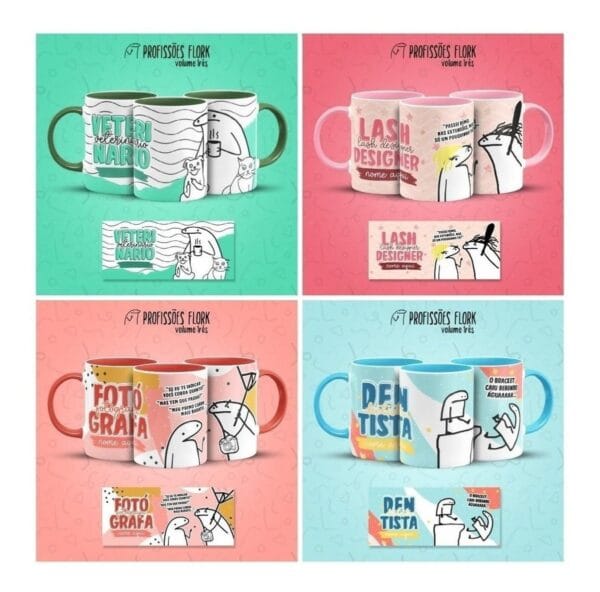 Pack Profissões Artes Caneca Flork Frases Engraçadas V3