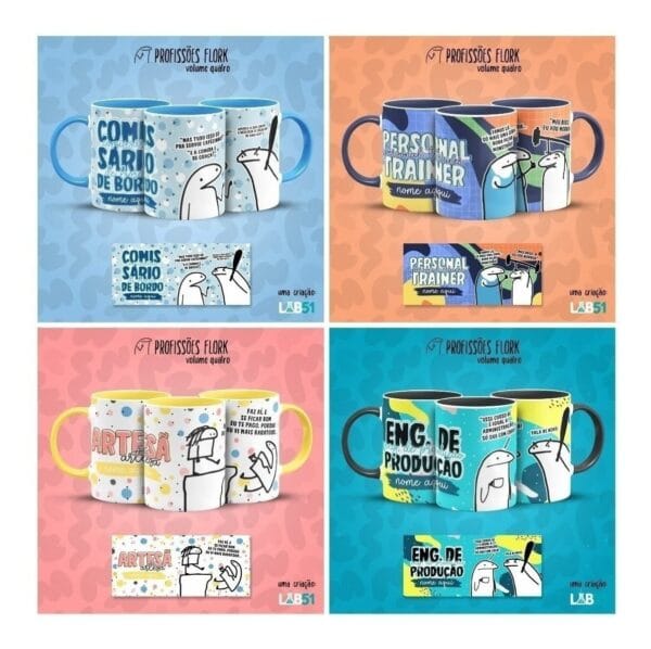 Pack Profissões Artes Caneca Flork Frases Engraçadas V4
