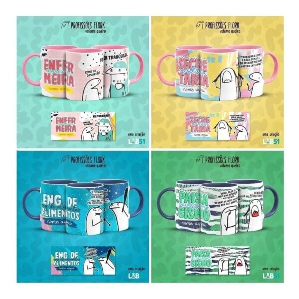 Pack Profissões Artes Caneca Flork Frases Engraçadas V4