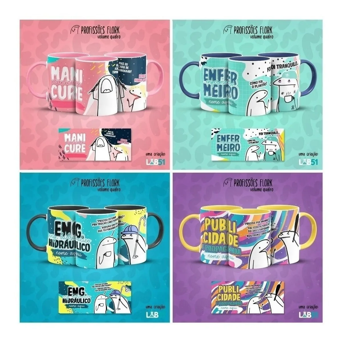 Pack Profissões Artes Caneca Flork Frases Engraçadas V4 4 Pack Profissões Artes Caneca Flork Frases Engraçadas V4