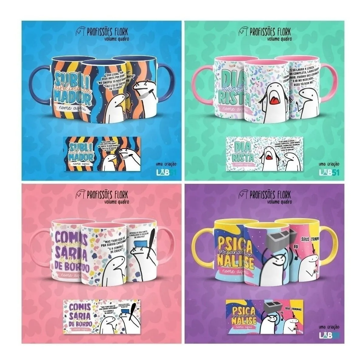 Pack Profissões Artes Caneca Flork Frases Engraçadas V4 5 Pack Profissões Artes Caneca Flork Frases Engraçadas V4