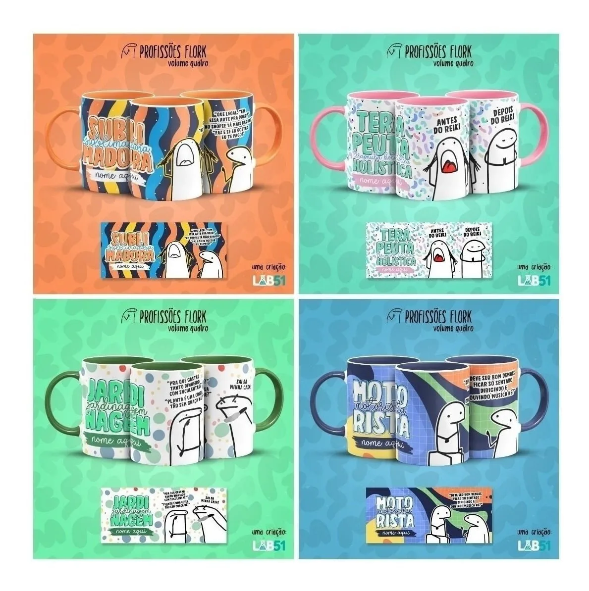Pack Profissões Artes Caneca Flork Frases Engraçadas V4 6 Pack Profissões Artes Caneca Flork Frases Engraçadas V4