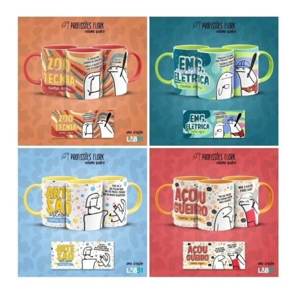 Pack Profissões Artes Caneca Flork Frases Engraçadas V4