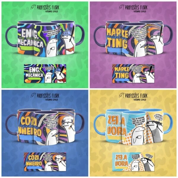 Pack Profissões Artes Caneca Flork Frases Engraçadas V5