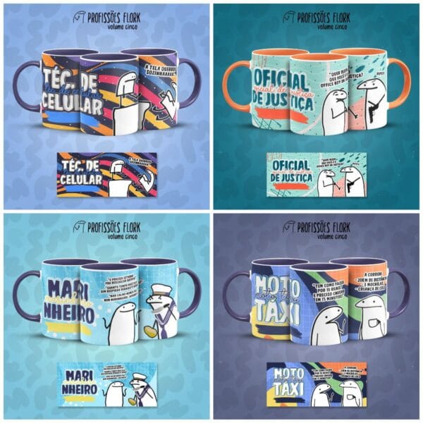 Pack Profissões Artes Caneca Flork Frases Engraçadas V5