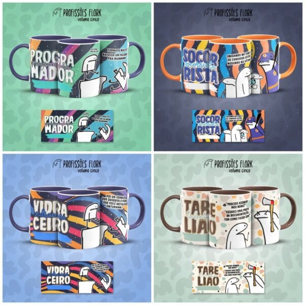 Pack Profissões Artes Caneca Flork Frases Engraçadas V5