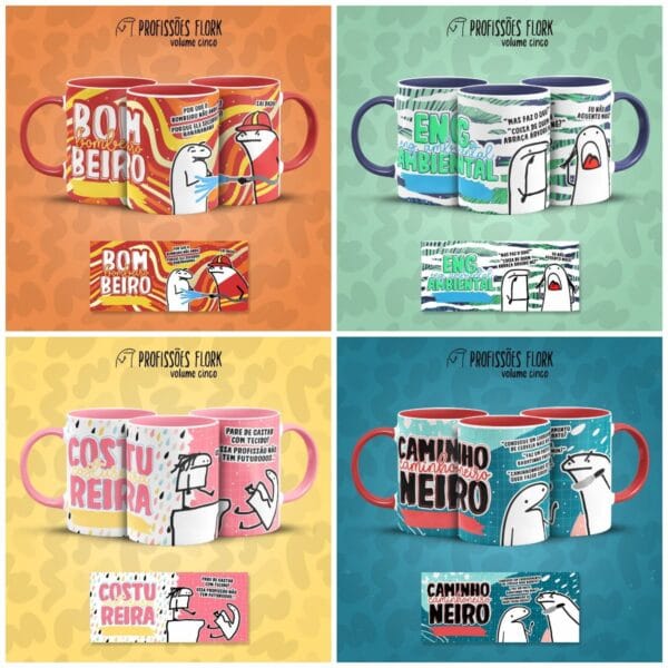 Pack Profissões Artes Caneca Flork Frases Engraçadas V5