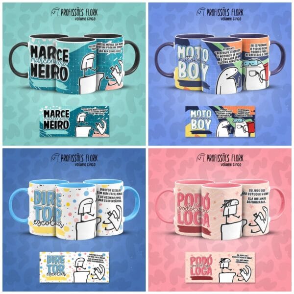 Pack Profissões Artes Caneca Flork Frases Engraçadas V5