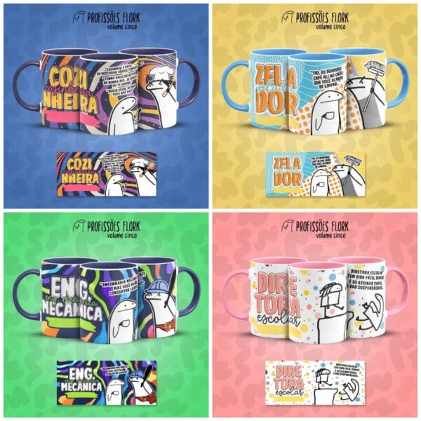 Pack Profissões Artes Caneca Flork Frases Engraçadas V5