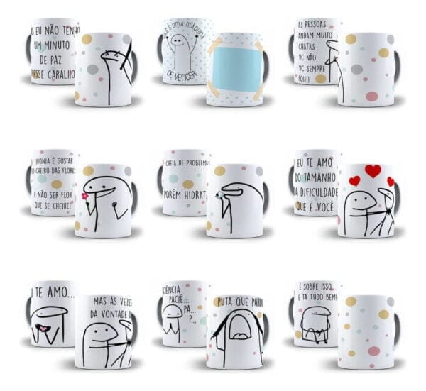 Pacote 30 Artes Sublimação Caneca Flork Meme Frases Em Corel
