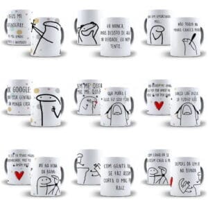 Pacote 30 Artes Sublimação Caneca Flork Meme Frases Em Corel