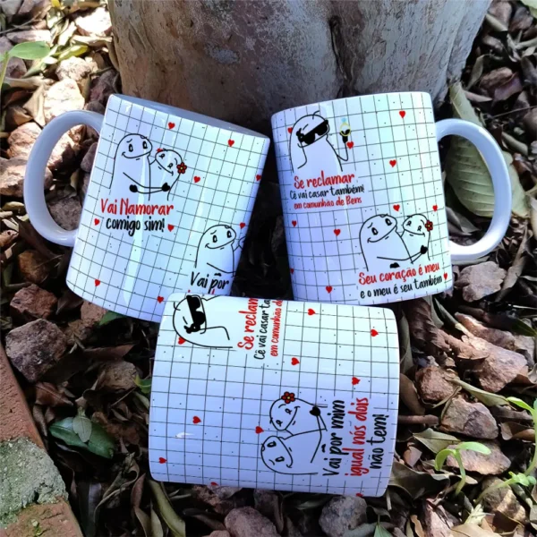 Pacote Arte Editável Caneca Namorados Flork Minimalista