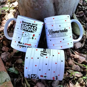 Pacote Arte Editável Caneca Namorados Flork Minimalista
