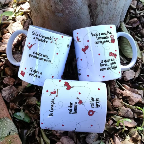 Pacote Arte Editável Caneca Namorados Flork Minimalista
