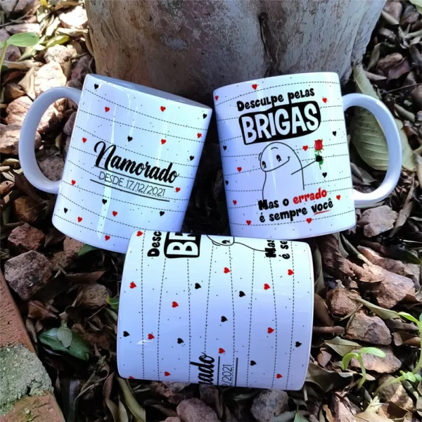 Pacote Arte Editável Caneca Namorados Flork Minimalista