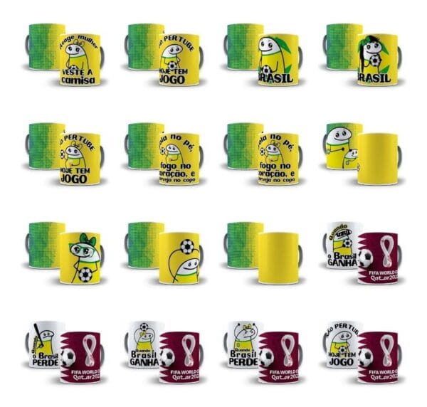 Pacote Artes Caneca Brasil Torcedor Flork 50 Arquivos Png