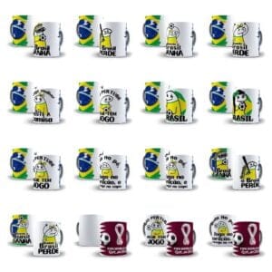 Pacote Artes Caneca Brasil Torcedor Flork 50 Arquivos Png