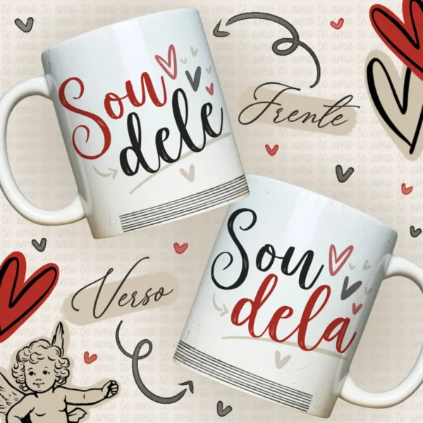 Pacote de Artes para Sublimação de Canecas - Amor e Romance