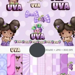 Pacote PNG Boneca Uva - Ideal para Cartonagem e Scrapbooking