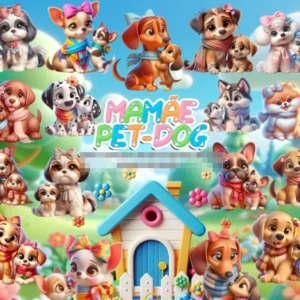 Pacote PNG Mamãe de Pet para Personalização Criativa