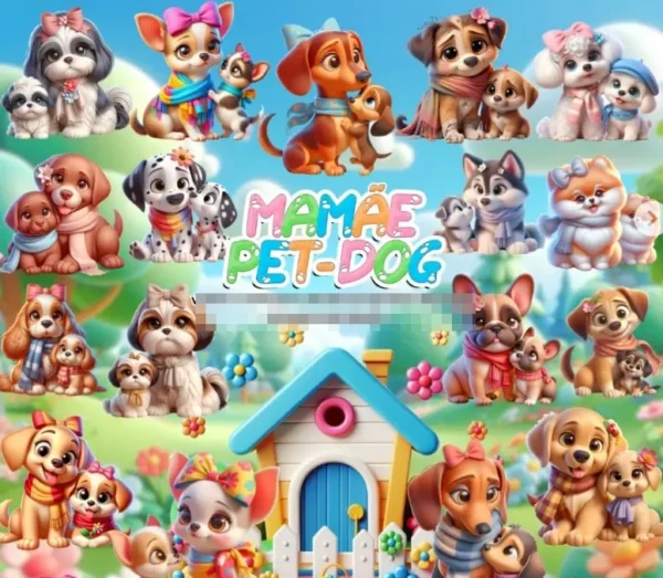 Pacote PNG Mamãe de Pet para Personalização Criativa