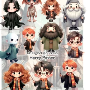 Pacote PNG Temática Harry Potter Aquarela para Arte