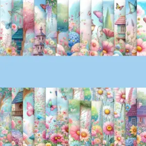 Papeis Digitais Fundos Borboletas Jardim Png Kit Personalizacao