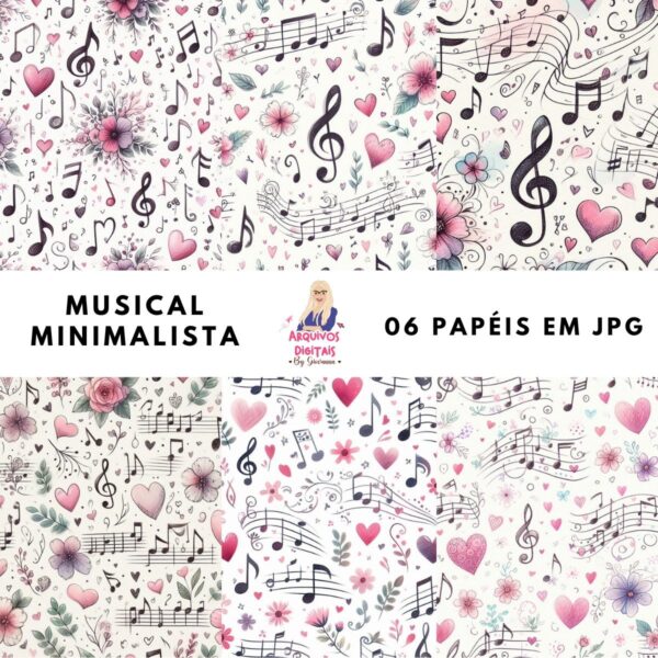 Papéis Digitais Musical Minimalista - Jpeg