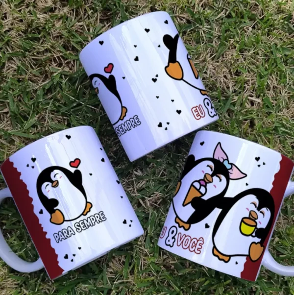 Pinguins Apaixonados - Arquivos Editáveis para Sublimação