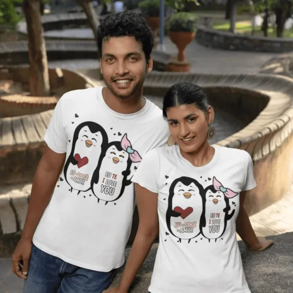 Pinguins Apaixonados - Arquivos Editáveis para Sublimação