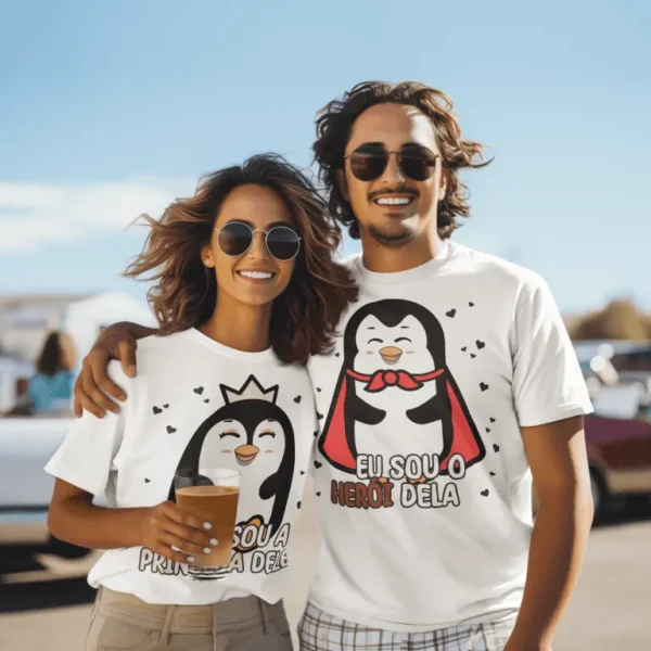 Pinguins Apaixonados - Arquivos Editáveis para Sublimação