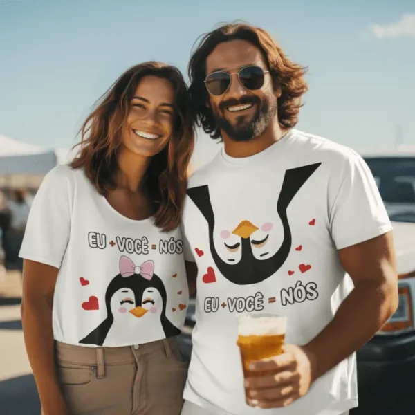 Pinguins Apaixonados - Arquivos Editáveis para Sublimação