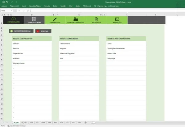 Planilha Excel Para Controle De Fluxo De Caixa Empresarial