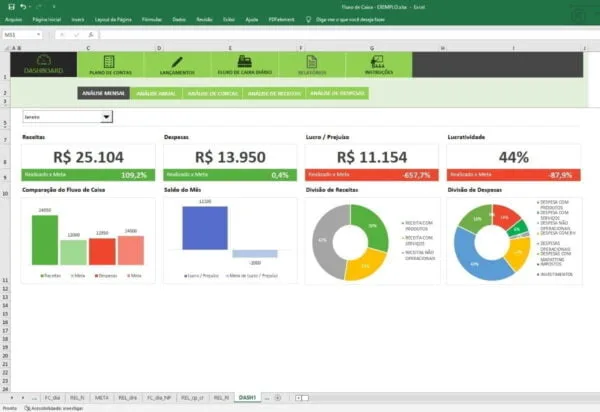 Planilha Excel Para Controle De Fluxo De Caixa Empresarial