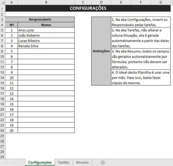 Planilha Gerenciamento De Tarefas Simples e Prática