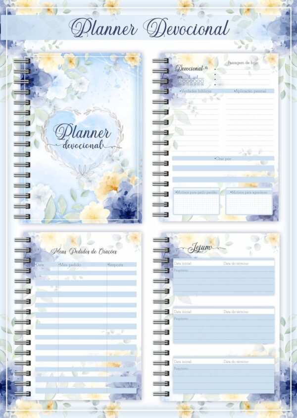Planner Devocional Azul + Arte para Caneca - Arquivo Digital - Imagem 2