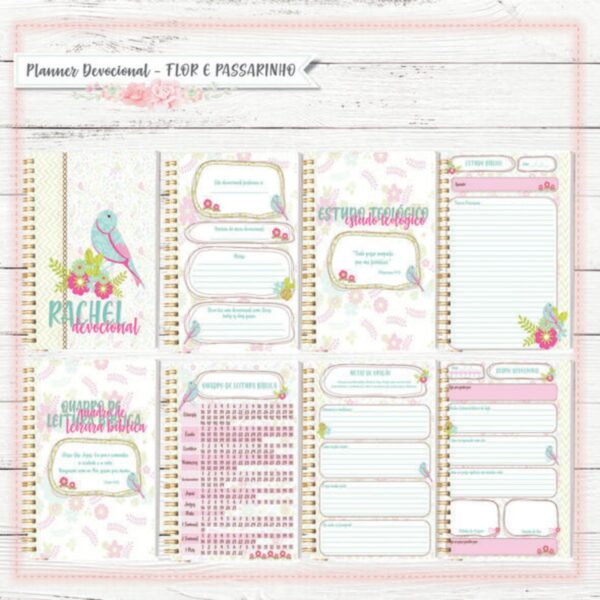 Planner Devocional Flor e Passarinho
