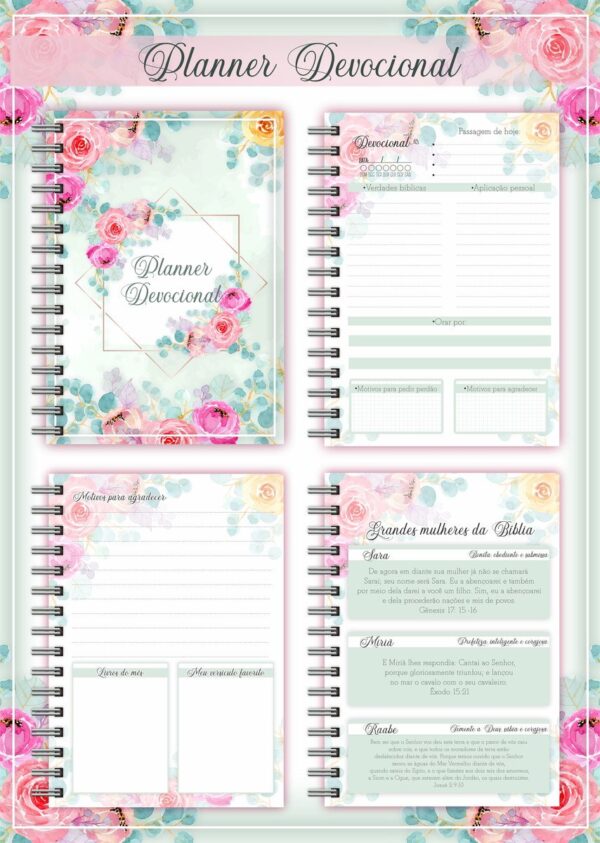 Planner Devocional Rosa + Arte para Caneca - Arquivo Digital - Imagem 2