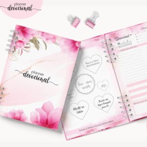 planner devocional rosas arquivo digital papel e cia