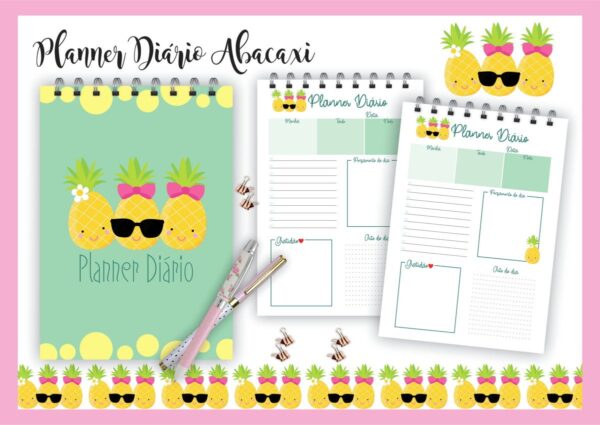 Planner Diário Abacaxi - Arquivo Digital