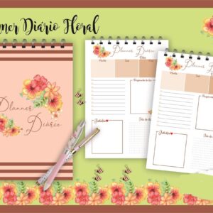 planner diario floral arquivo digital digital 1