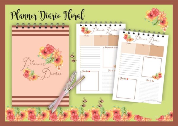 Planner Diário Floral - Arquivo Digital