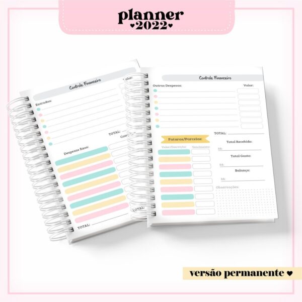 Planner Feminino Permanente 01 - Arquivo Digital