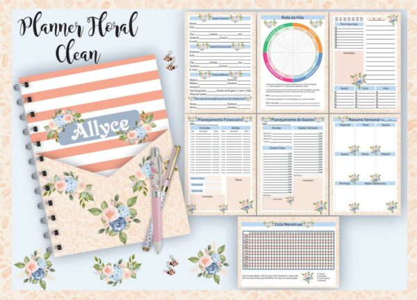 Planner Floral Clean - Arquivo Digital